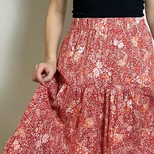 Floral Red and Pink Skirt